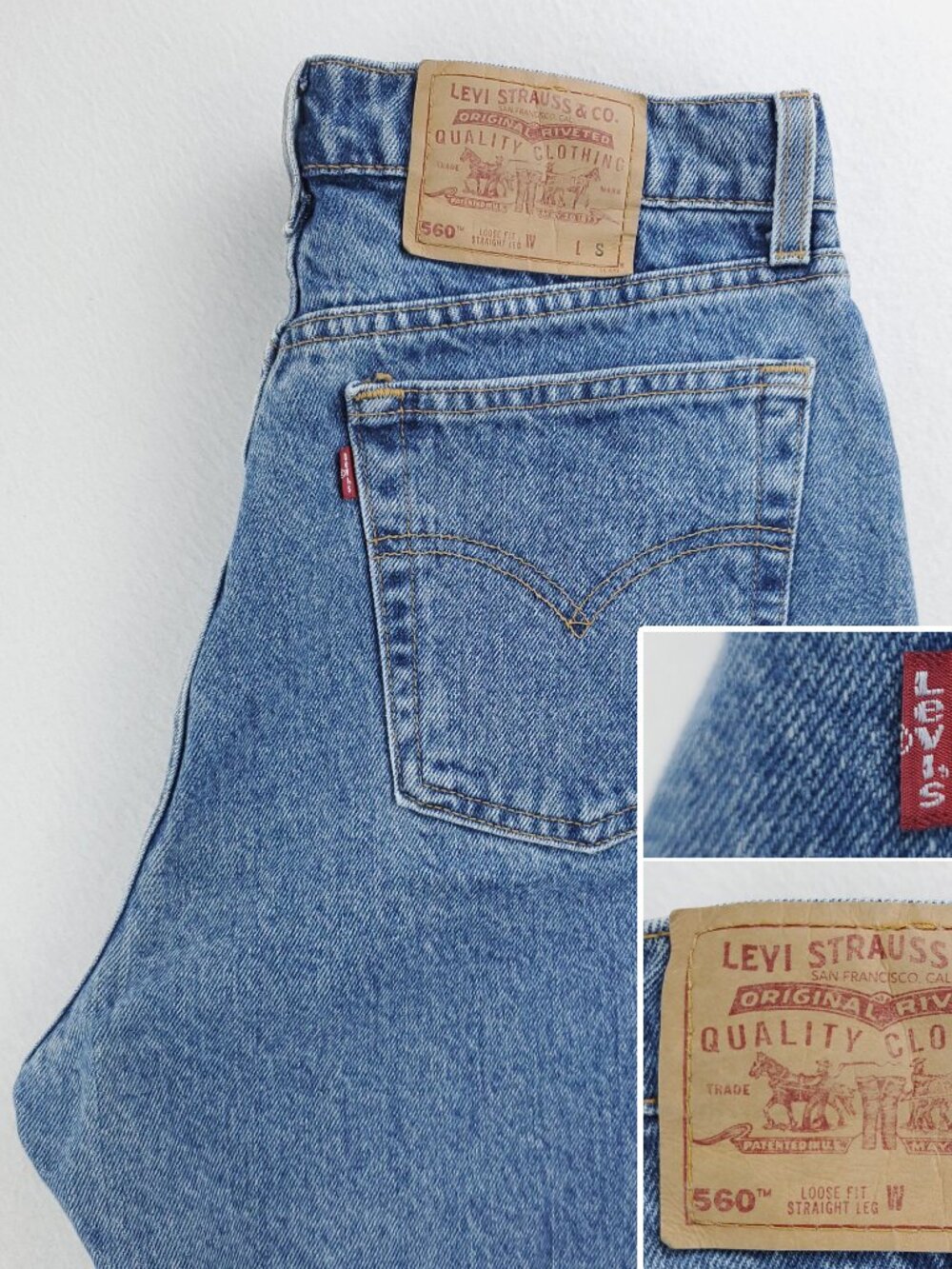 Levi's 560 Jeans Vintage 90s Denim Loose Fit Straight Leg "13 JR. S" 32x30 - Picture 5 of 10